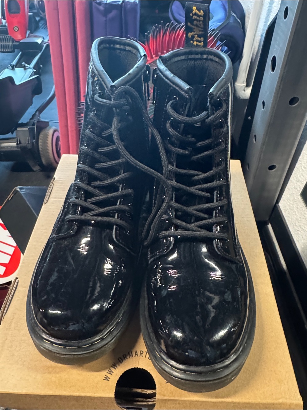 Dr. Martens Kids Black Patent 8-Eye Lace-Up Boot - Picture 2 of 5